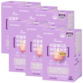 Realmedion Low-Molecular Young Fish Collagen Biotin 30 Packets x 6 Boxes, MFDS-Approved Dual-Functional Collagen Peptide Powder Stick / 리얼메디온 저분자 어린 피쉬 콜라겐 비오틴 30포x6박스 식약처인정 2중기능성콜라겐 펩타이드 분말 스틱