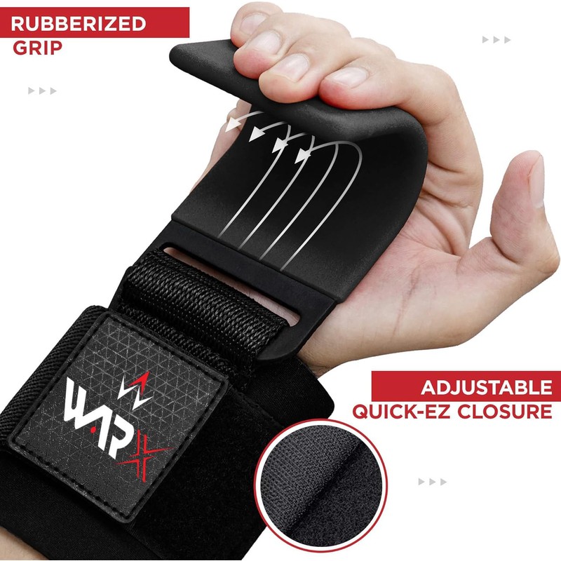WARX Weight Lifting Hooks Straps Pair, 8mm Neoprene Padded Wrist