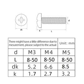 M3 (3mm x 4mm) Phillips Pan Machine Screws (Bolt) - Stainless Steel (A2) (Pack of 20) DIN 7985