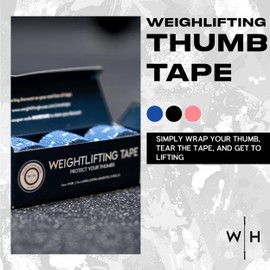 Weightlifting House Thumb Tape - Athletic Grip Tape - Extra Adhesive Workout Hand Tape for Weightlifting, Hook Grip and Lifting Weights 7 m / 23 ft/roll. (Blue)