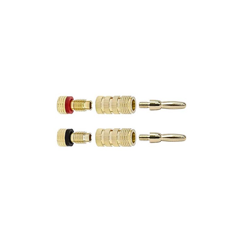 Monoprice 24k Gold Plated Speaker Banana Plugs, Closed Screw Type
