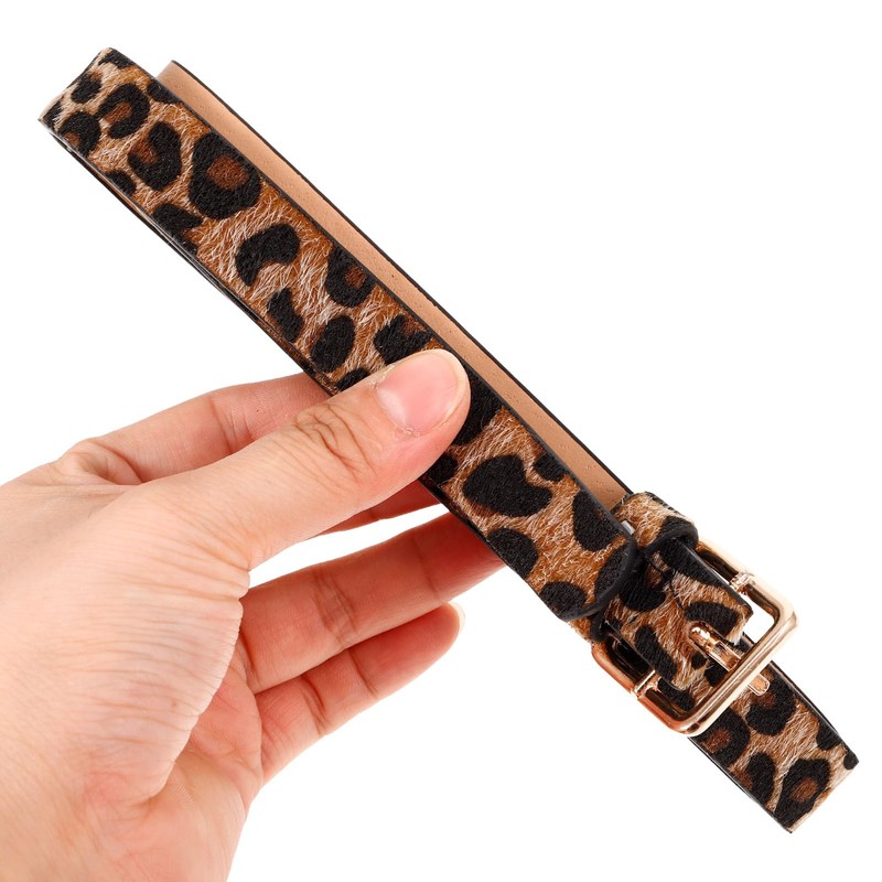 PACKOVE Belt with Leopard Print Leather Belt with Animal Pattern