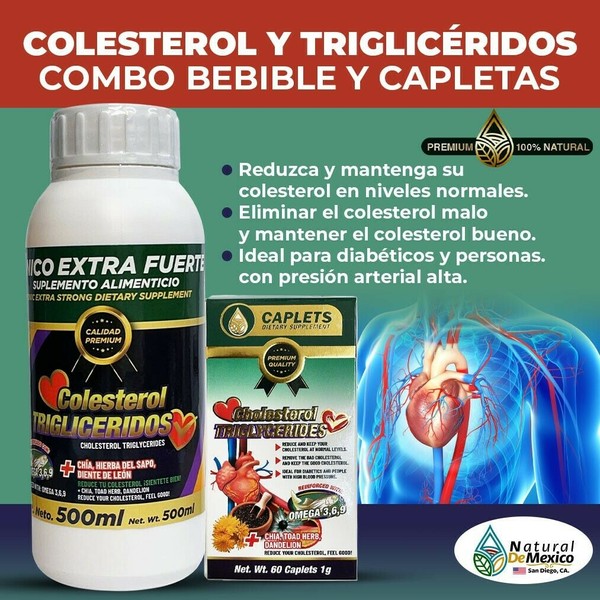 Tierra Naturaleza Cholesterol and Triglycerides Combo Drinkable and Caplets To Lower Bad Cholesterol