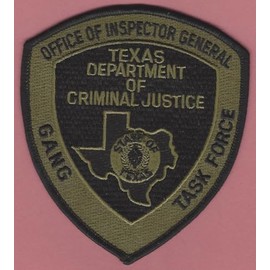Embroidered Patch -Texas Department of Criminal Justice Gang Task Force Shoulder Subdued