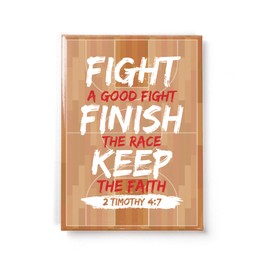 Christian Magnets for Refrigerator - Basketball - 2 Tim 4:7, 2.5” x 3.5” Inspirational Bible Verse Magnets for Kitchen, Small Decorative Scripture Magnets for Fridge as Bible Verse Gifts