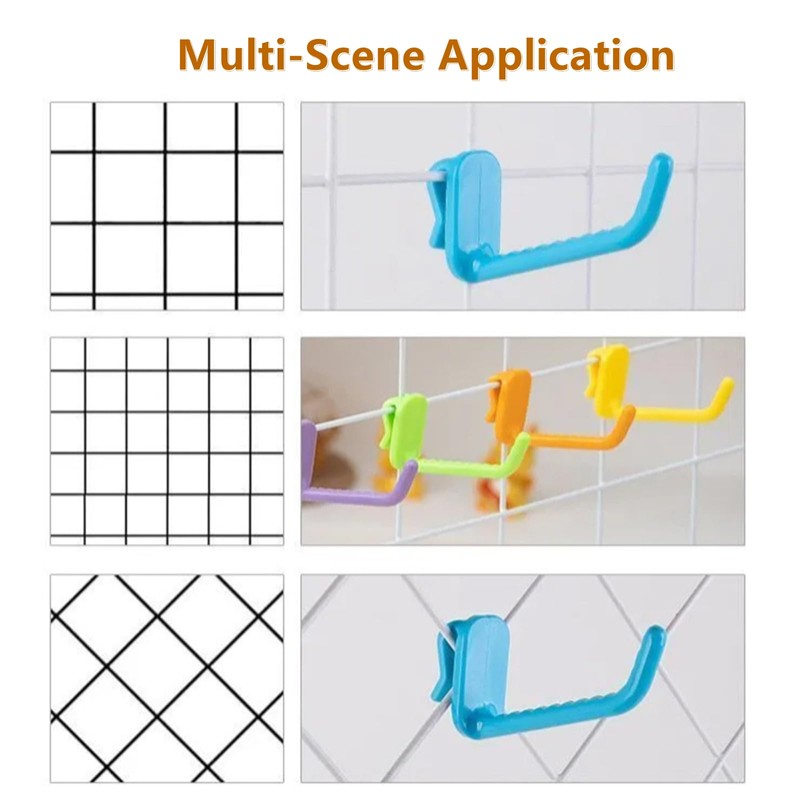 hhfvvda 12 Pcs Grid Wall Hooks - Black Plastic Utility