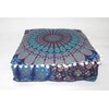 CRAFT KALA Blue Peacock Large Hippie Mandala Meditation Floor Ottoman