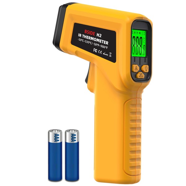BSIDE Infrared Thermometer Laser Temperature Gun with Adjustable Emissivity for