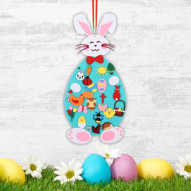 Toddler DIY Felt Rabbit Set Wall Hanging Bunny Crafts Ornaments