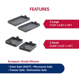 HIC Kitchen Non-Stick Sheet Pan Dividers, European-Grade Silicone, 4-Piece Set, Fits US Half-Size 13 x 18-Inch Sheet Pan