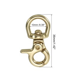 PATIKIL Lobster Clasp Keychains, 2Pcs 0.4 Inch Pure Brass Round Lobster Clasps Swivel Trigger Snap Hook Purse Lanyard Clips for DIY Leather Craft