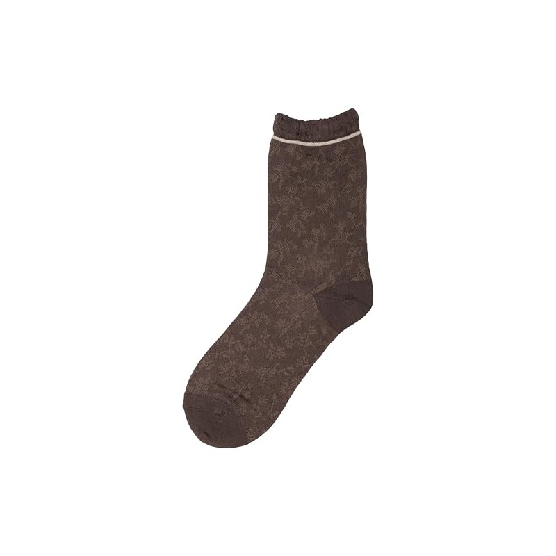 23 Ward 2RR1291 Crew Socks, Spiral Flower Pattern, Brown, Braun