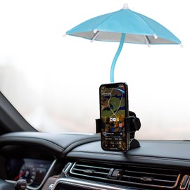 AMUSIGHT Phone Umbrella for Sun, Universal Adjustable Umbrella Phone Shade with Strong Suction Cup,Outdoor Anti-Reflective Glare Blocking Cell Phone Sun Shade, Applicable to All Smartphones（Blue）