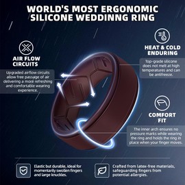 Egnaro Men's Silicone Rings 10mm Wide 2.5mm Thick, Rubber Wedding Bands, Multipack 1/4/7 Breathable Comfort Fit For Workout