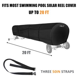 Kintaki 20Ft Solar Pool Cover, Winter Reel & Blanket Covers, Heavy Duty Waterproof, Black