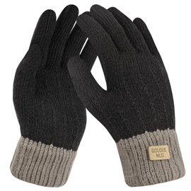 flintronic Winter Thermal Gloves, Womens Thermal Warm Knit Touchscreen Gloves, Thermal Mittens Black Gloves, Mens Winter Gloves, Stretchy Warm Gloves for Running Cycling Skiing Riding