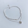 18k sparkling shining chain cubic two-line silver anklet pink gold