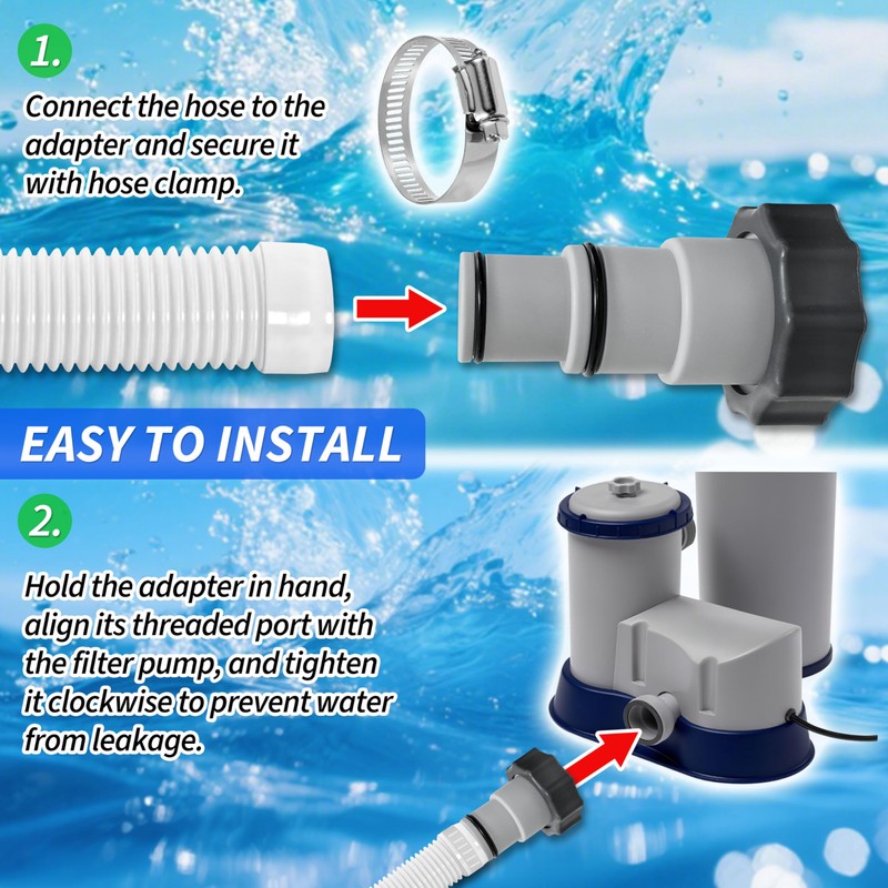 Hose Adapter with Collar Compatible with Intex Threaded Connection Pump