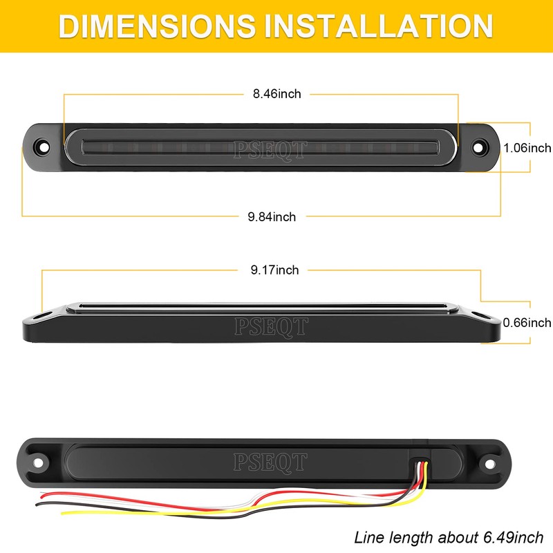 PSEQT 10" LED Trailer Tail Light Bar Brake Stop Turn