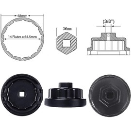 Heavy Duty Oil Filter Wrench for Toyota, Tacoma, Camry, Tundra, Lexus, Sienna, RAV4, Highlander, Fj Crusier, Avalon - 64mm Oil Filter Cap Removal Socket Tool