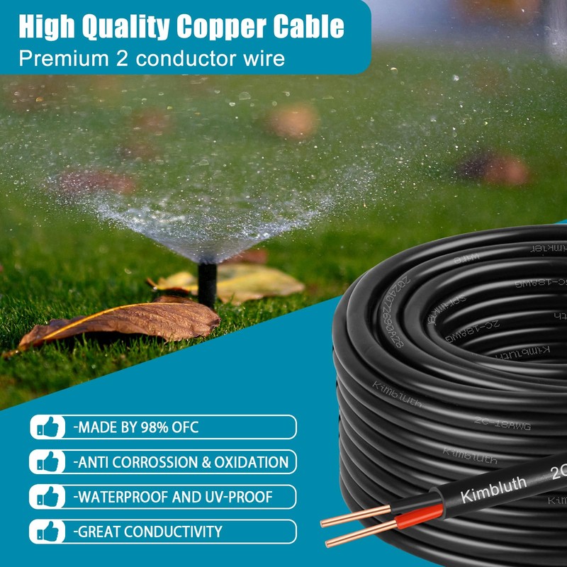 Kimbluth 18/2 Solid Sprinkler Wire 100FT 18 Gauge 2 Conductor