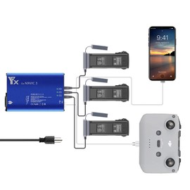 Mavic 3 Charger, 5 in 1 Parallel Multiple Battery Charger Intelligent Rapid Charger Compatible with Mavic 3 Pro Mavic 3 Cine