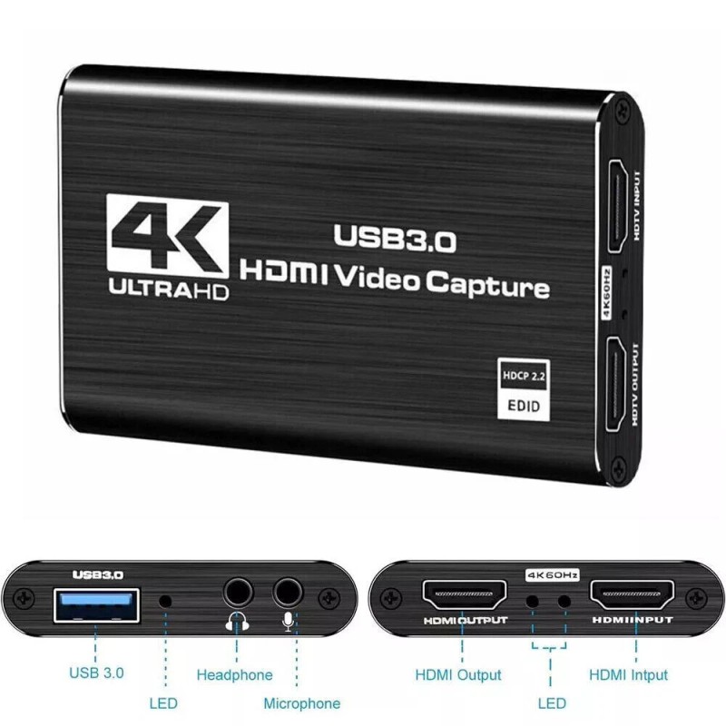 Universal 1Pac 4K Audio Video Capture Card USB 3.0 HDMI