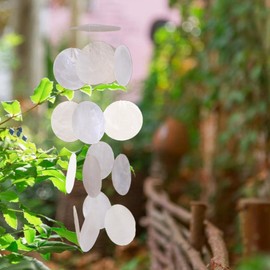 ART-CRAFT Capiz Mother of Pearl Garland White as Hanging Decoration for Windows or Decoration Living Room but also as Garden Decoration Length 50 cm