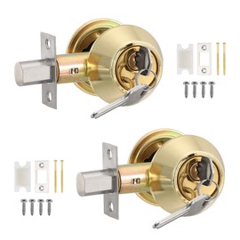 PATIKIL Keyed Alike Double Cylinder Deadbolts, 2 Pack Keyed Entry Door Knob Anti-Theft Exterior Door Hardware for Front Door and Entrance Door, Gold