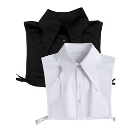 Eyibenlilan Cotton Detachable Pointed White Collar Fake Dicky Collar Cuellos Falsos Para Mujer Half Shirts for Women Layering(White+Black)