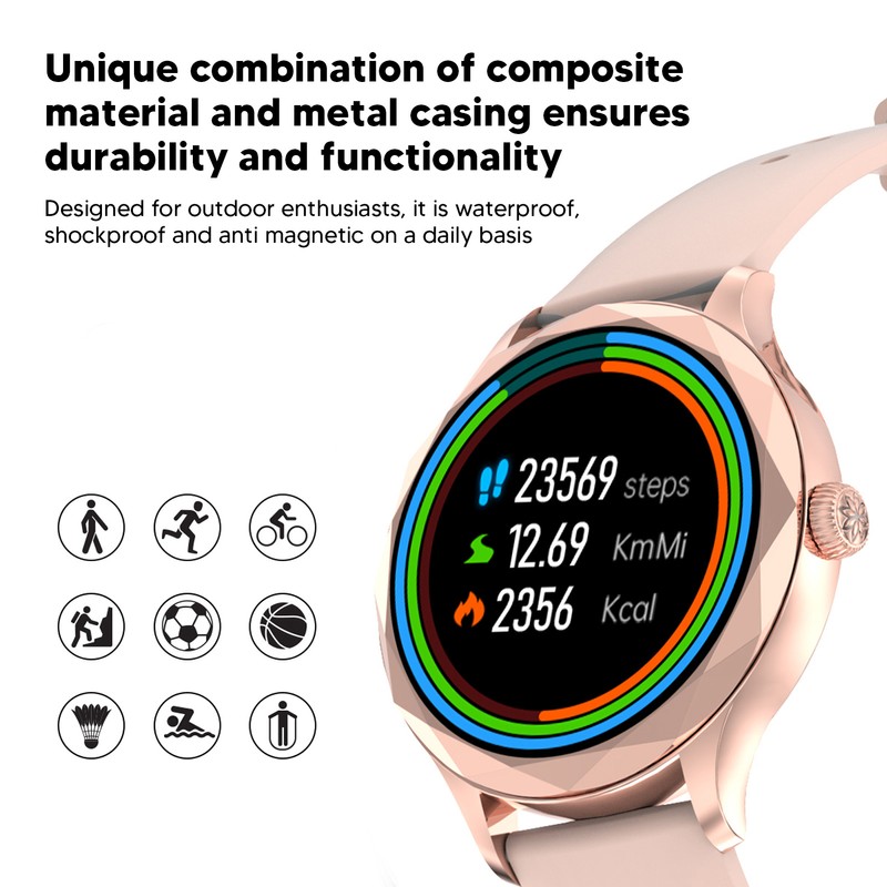 1.3in Outdoor Women Smart Watch Bluetooth Sports Smartwatch with Pink