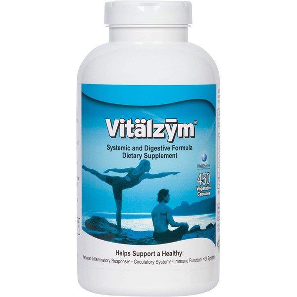 Vitälzym Original Proteolytic Systemic Digestive Enzyme Formula & Serrapeptase Source | Anti-Inflammatory Immune & Joint Support Increase Blood Flow Cardio Function | Healthy Men Women (450 Capsules)