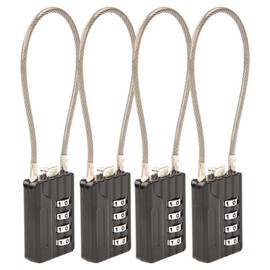 SEPOX® Compact Design Resettable Combination Padlock 4 Digit, 30mm 1-3/16" Width Body, Extra Long 16cm Cable Lock for Suitcase, Travel, Gym Lockers, Helmet, Cabinets, Case, Fence, Pack of 4 Black