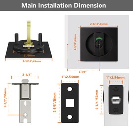 HEYLEAYAR Square Pocket Door Lock with Indicator,1 Pack Satin Nickel Contemporary Privacy Pocket Door Hardware,2-3/8" Non_adjustable Backset for 1-3/5" to 2-1/8" Thickness Door,Brushed Nickel