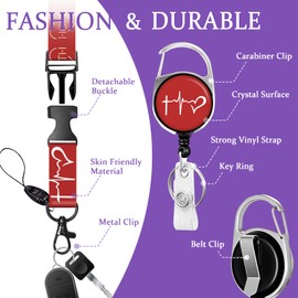 Onevenvi ID Badge Holder with Lanyard, Retractable ID Badge Reel, Nurse Teacher Office