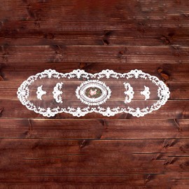 Gzcnsel Vintage Lace Table Runner 12x39 Inch, Elegant White Rose Design, Perfect for Mother's Day, Weddings, and Home Decor