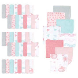 Luvable Friends Unisex Baby Cotton Rich Washcloths, Girl Basic Elephant, One Size