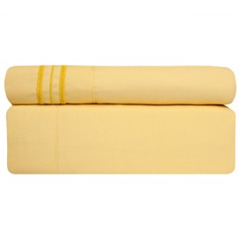 Sweet Home Collection 1800 Thread Count Bed Set Egyptian Quality Brushed Microfiber 5 Piece Deep Pocket Sheets, Split King, Yellow