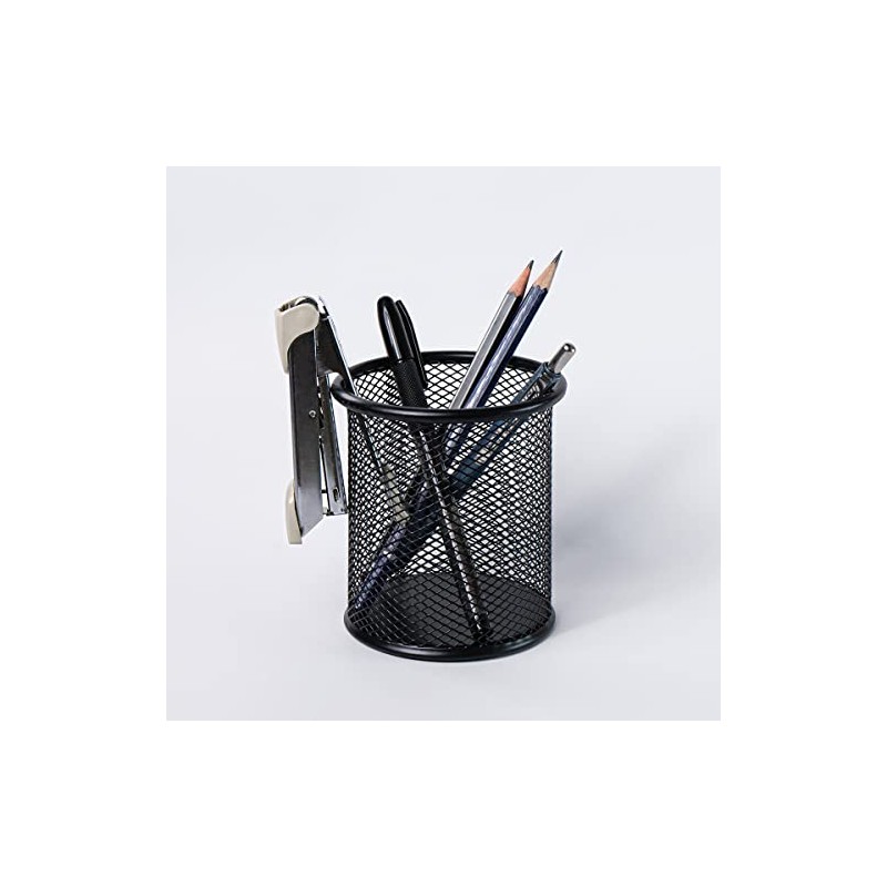 Waytex Black Metal Mesh Office Pen Holder Round Pen Holder