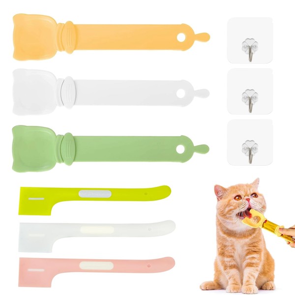 3Pcs Cat Strip Feeder and 3Pcs Pet Food Mixing Spoon,