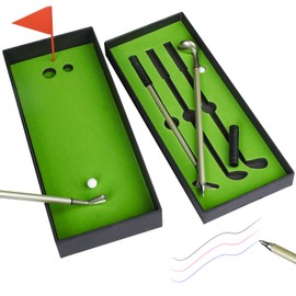 GreenHaven Mini Golf Pen Set, Mini Desktop Golf Gift Golf Ball Club Pen Unique Christmas Stocking Stuffers Funny Birthday Gift for Men Women Adults Golfers Dad Boss Coworker Boyfriend, Black，red，blue