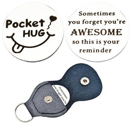 RFTWXHPN Pocket Hug Token Christmas Birthday Gifts for Women Men Inspirational Pocket Hugs Token Gifts for Colleague Farewell Gifts for Coworker Friend Leaving Gifts with PU Leather Keychain
