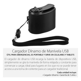 Mercader Digital Cargador Dinamo Usb Emergencia Android Tablet Celular Móvil