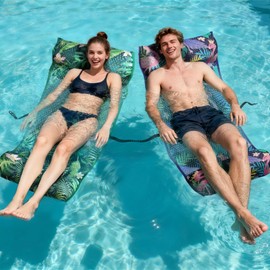 WERNNSAI Inflatable Pool Floats with Cool Mesh Water, Heavy Duty Swimming Pool Hammock Multi-Purpose 4-in-1 Saddle Lounge Chair Bed Drifter, Adults Raft Recliner for Swimming Beach Party Toys, 250lbs