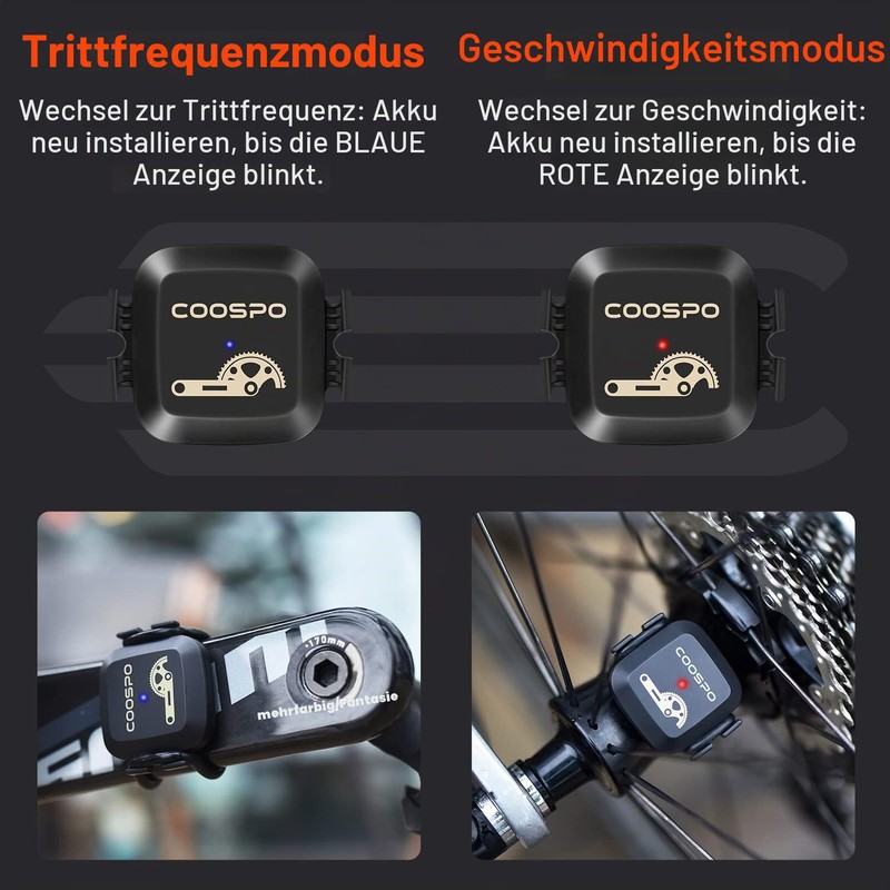 COOSPO Bicycle Speed Sensor and Cadence Sensor Bluetooth ANT+, Cadence
