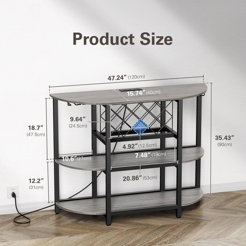 Zarler Bar Table Cabinet, Home Mini Bar Cabinet for Liquor,