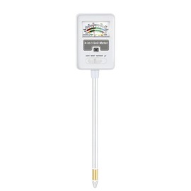 SunStream 4-in-1 Soil Meter, Professional Garden Soil Tester with Large Readout Dial, White, Waterproof, 90° Foldable, Light Moisture pH Nutrient Testing