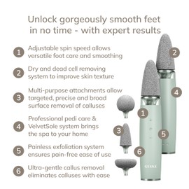 GESKE Electric Pumice Foot Smoothing Multi-Pen | 8 in 1 | Elektrische Fußfeile | 3 Bimsstein-Aufsätze | Weiche Füße | Effektive Hornhautentfernung | Handliches Design |Für Dein Pediküre-Set