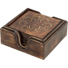 S.B.ARTS Handcrafted Wooden Drink Coaster for Home and Bar Set of 4 - Absorbent Rustic Look Coasters for Tabletop Protection - Decorative Housewarming Gifts