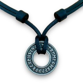 HANA LIMA Lederkette Futhark Runenalphabet Lederhalskette Halskette Wikingerkette Herren Damen